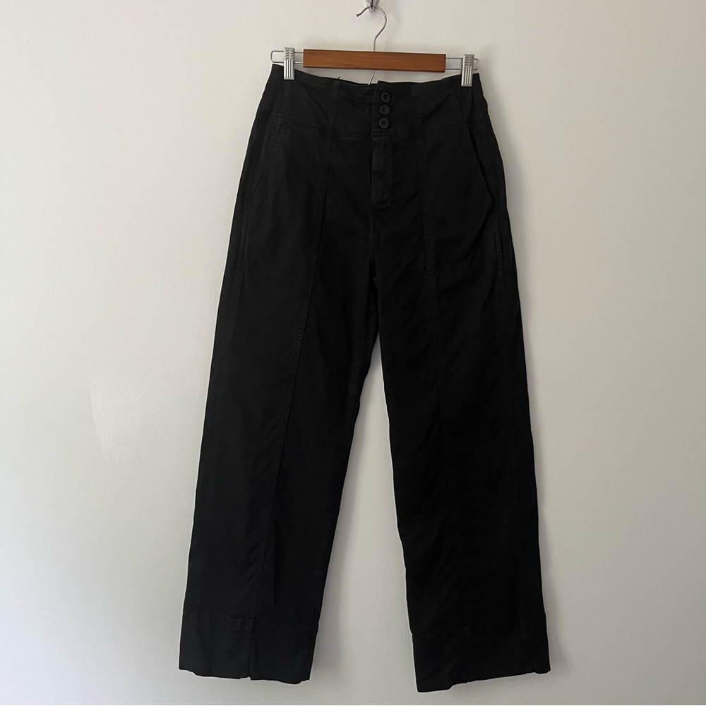 Pilcro Anthropologie Seamed Flare Black Pants 27 Hippie Retro High Waisted - Picture 3 of 12